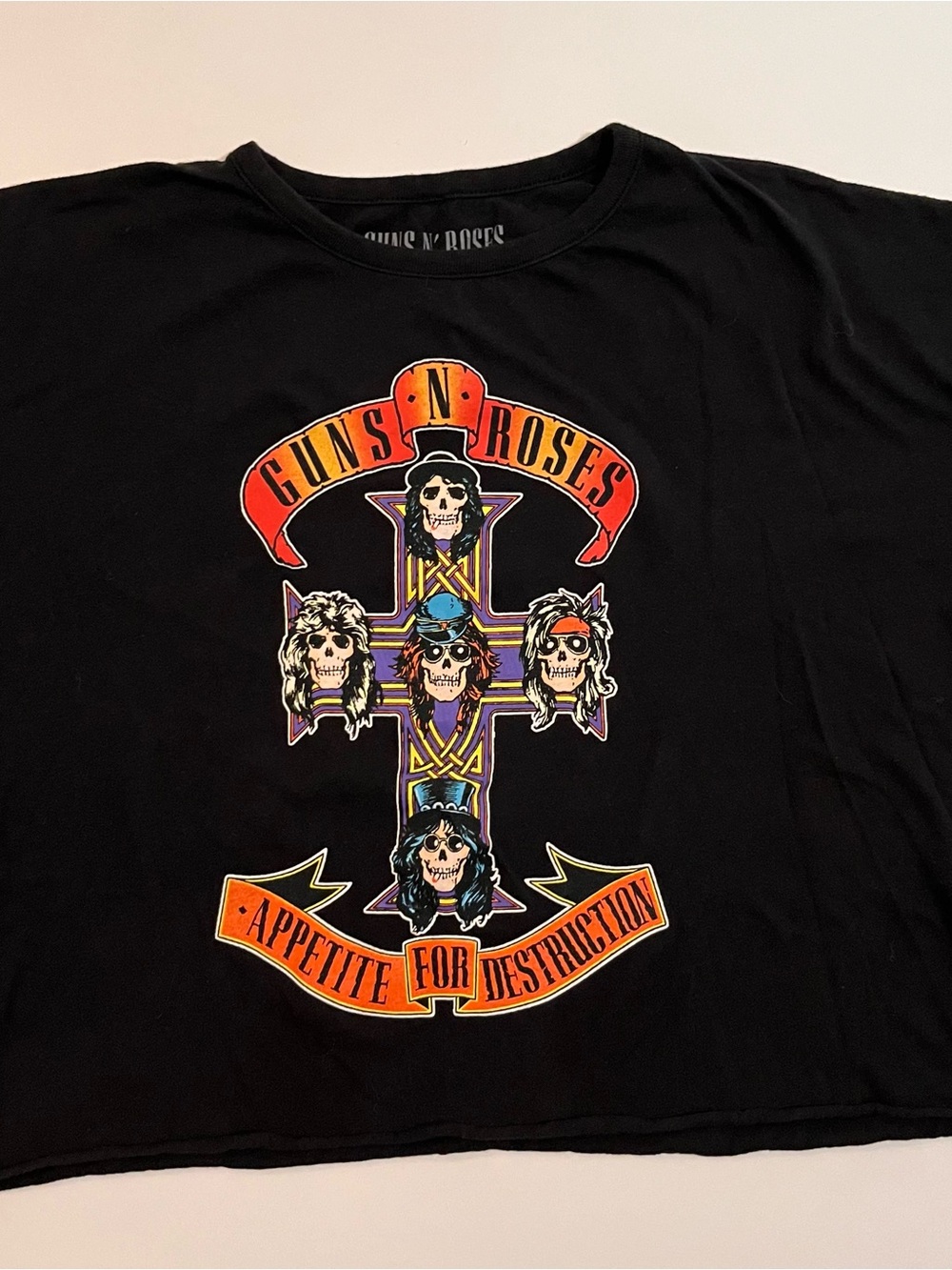 Guns N' Roses "Appetite for Destruction" Black Graphic Tee Size Large crop top